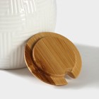 Сахарница с ложкой на бамбуковой подставке BellaTenero, 250 мл, фарфор, белая - Фото 3