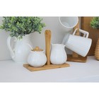 Набор фарфоровый сервировочный BellaTenero «Тюльпан», 4 предмета: молочник 200 мл, сахарница с крышкой 170 мл, бамбуковая подставка, ложка, белая - Фото 10