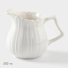 Набор фарфоровый сервировочный BellaTenero «Тюльпан», 4 предмета: молочник 200 мл, сахарница с крышкой 170 мл, бамбуковая подставка, ложка, белая - Фото 3