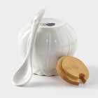 Набор фарфоровый сервировочный BellaTenero «Тюльпан», 4 предмета: молочник 200 мл, сахарница с крышкой 170 мл, бамбуковая подставка, ложка, белая - Фото 6