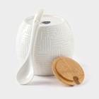 Набор фарфоровый сервировочный BellaTenero, 4 предмета: молочник 250 мл, сахарница с крышкой 250 мл, ложка, бамбуковая подставка, белая - Фото 6