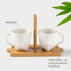 Набор кружек BellaTenero, 220 мл, 2 шт., на бамбуковых подставках, белый - Фото 2