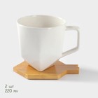 Набор кружек BellaTenero, 220 мл, 2 шт., на бамбуковых подставках, белый - Фото 3