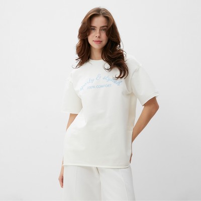 Футболка женская MINAKU OVERSIZE FIT: SPORTY & STYLISH, цвет экрю, размер 44