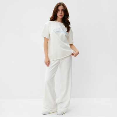 Футболка женская MINAKU OVERSIZE FIT: SPORTY & STYLISH, цвет экрю, размер 46