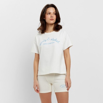 Футболка женская MINAKU OVERSIZE FIT: SPORTY & STYLISH, цвет экрю, размер 52