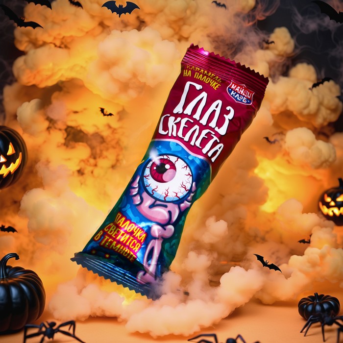 Карамель на неоновой палочке "Глаз скелета" ассорти, 10 г - Фото 1