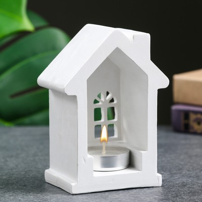 Подсвечник на 1 свечу «Домик», гипс, белый, 12×8.5×6 см