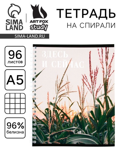 Тетрадь в клетку, 96 л., А5, на спирали, блок №1«Здесь и сейчас»