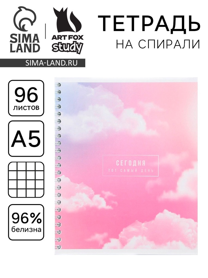 Тетрадь в клетку, 96 л., А5, на спирали, блок №1«Сегодня» - Фото 1