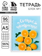 Тетрадь в клетку, 96 л., А5, на спирали, блок №1«Сочное настроение» - Фото 1
