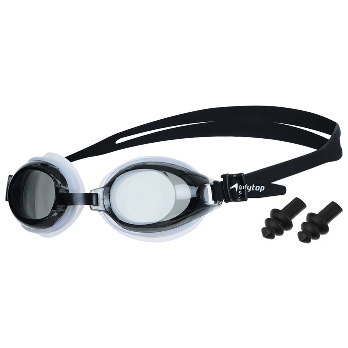 Очки для плавания детские ONLYTOP, беруши, цвет чёрный - Фото 1