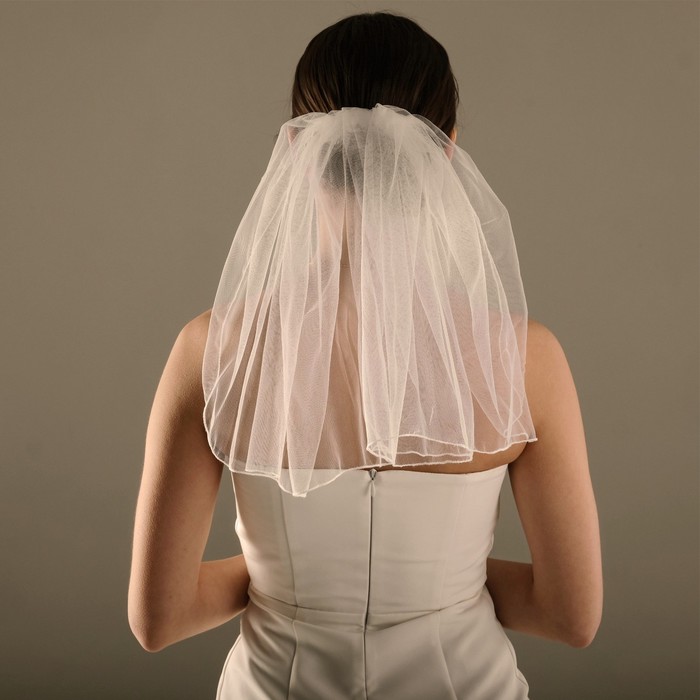 Фата вуаль «Цветочная», молочно-белая, 40 см