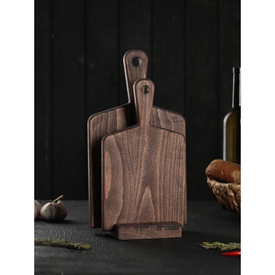 Набор деревянных разделочных досок на подставке Wild Kitchen, 34.5×19×2 см и 28.5×16 см, бук темный
