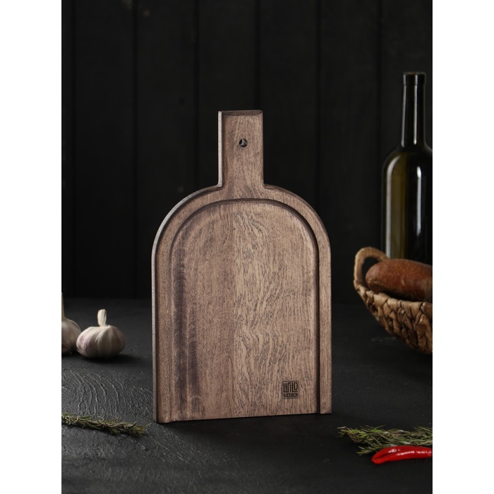 Доска разделочная деревянная для подачи Wild Kitchen, 32×19×2.5 см, граб темный - Фото 1