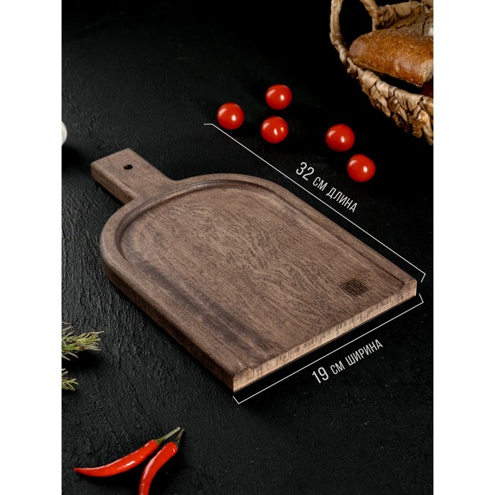 Доска разделочная для подачи Wild Kitchen, 32×19×2.5 см, граб темный - фото 1890063646