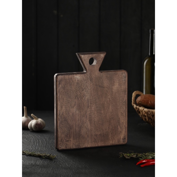 Доска разделочная деревянная для подачи Wild Kitchen, 27×22×2.5 см, граб темный - Фото 1