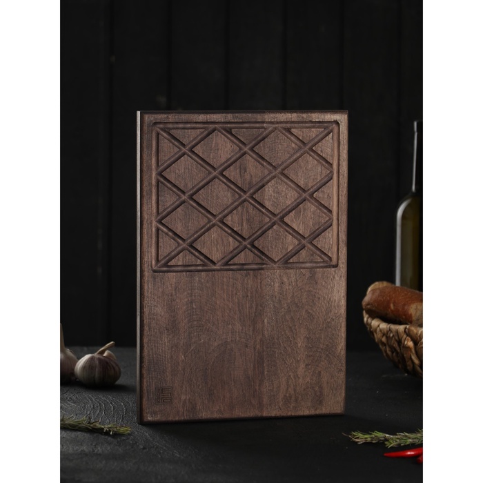 Доска разделочная для подачи Wild Kitchen, 32×22×2.5 см, граб темный - Фото 1