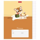 Тетрадь 12 листов, в крупную клетку "Зоозаврики", обложка мелованный картон, скругленные углы, блок офсет 65г/м2, 5В, МИКС 9591984