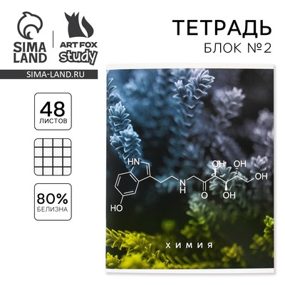 Тетрадь в клетку, предметная, 48 л., на скрепке, А5 «ПРИРОДА. Химия»