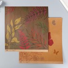 Бумага для скрапбукинга двусторонняя "Цветы и листья крафт" плотность 180 гр 30,5х32 см - Фото 2