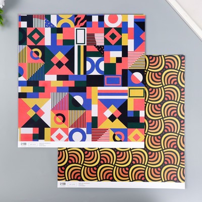 Бумага для скрапбукинга двусторонняя Color geometry, плотность 180 г, 30.5×32 см