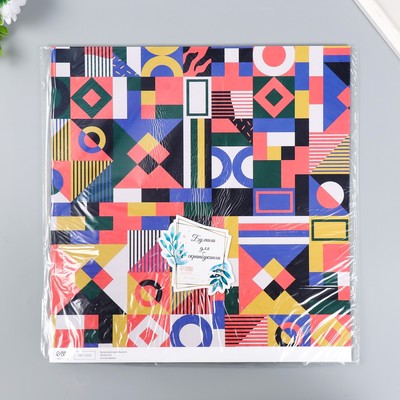 Бумага для скрапбукинга двусторонняя Color geometry, плотность 180 г, 30.5×32 см