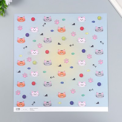 Бумага для скрапбукинга двусторонняя «Котики», плотность 180 г, 30.5×32 см