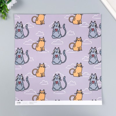 Бумага для скрапбукинга двусторонняя «Котики», плотность 180 г, 30.5×32 см