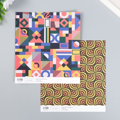 Бумага для скрапбукинга двусторонняя Color geometry, плотность 180 г, 15.5×17 см