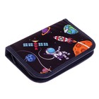 Пенал школьный "Космос", 13 х 19,5 см, на молнии, 1 секция, с наполнением, ткань - фото 22163374