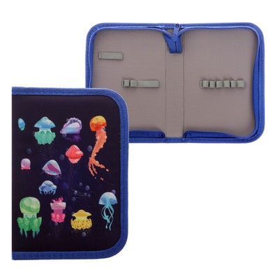 Пенал школьный Calligrata «Подводный Мир», 13×19.5 см, 1 отделение, на молнии, ткань, тёмно-синий