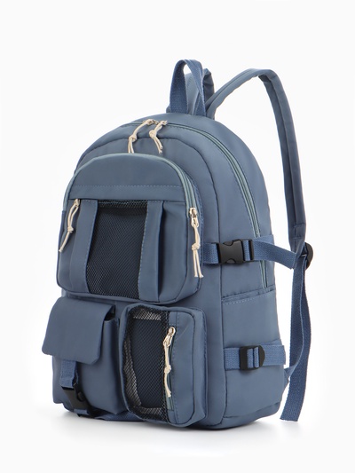 Рюкзак школьный на молнии, с карманами, синий