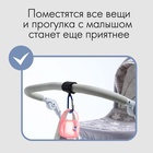 Крючок карабин для сумок на коляску, на липучке, синий - Фото 4