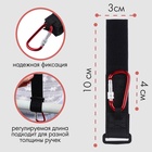 Крючок карабин для сумок на коляску, на липучке, экокожа, красный - Фото 3