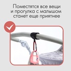 Крючок карабин для сумок на коляску, на липучке, экокожа, красный - Фото 4