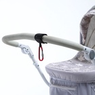 Крючок карабин для сумок на коляску, на липучке, экокожа, красный - Фото 10