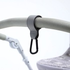 Крючок карабин для сумок на коляску, на липучке, экокожа, серый - Фото 11