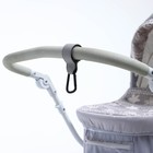 Карабин для сумки на коляску, липучка из экокожи, цвет серый - фото 9201721