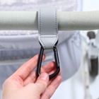 Крючок карабин для сумок на коляску, на липучке, экокожа, серый - Фото 9