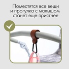 Крючок карабин для сумок на коляску, на липучке, экокожа, коричневый - Фото 4