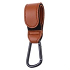 Крючок карабин для сумок на коляску, на липучке, экокожа, коричневый - Фото 7