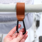 Карабин для сумки на коляску, липучка из экокожи, цвет коричневый - фото 9201730