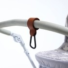 Карабин для сумки на коляску, липучка из экокожи, цвет коричневый - фото 9201732