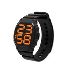 Часы наручные электронные с силиконовым ремешком, влагозащищенные, чёрные - Фото 1