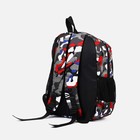 Рюкзак школьный из текстиля 2 отдела на молнии, наружный карман, цвет серый/красный - фото 6886181