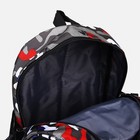 Рюкзак школьный из текстиля 2 отдела на молнии, наружный карман, цвет серый/красный - фото 6886183