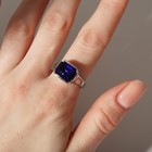 Кольцо «Графиня», прямоугольник, цвет синий в серебре, безразмерное - Фото 4