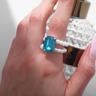 Кольцо «Драгоценность» переплетение, цвет бело-голубой, безразмерное - фото 22164012