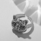 Кольцо «Тигр» сердитый, цвет серебро, безразмерное (комплект 5 шт) - фото 27189864